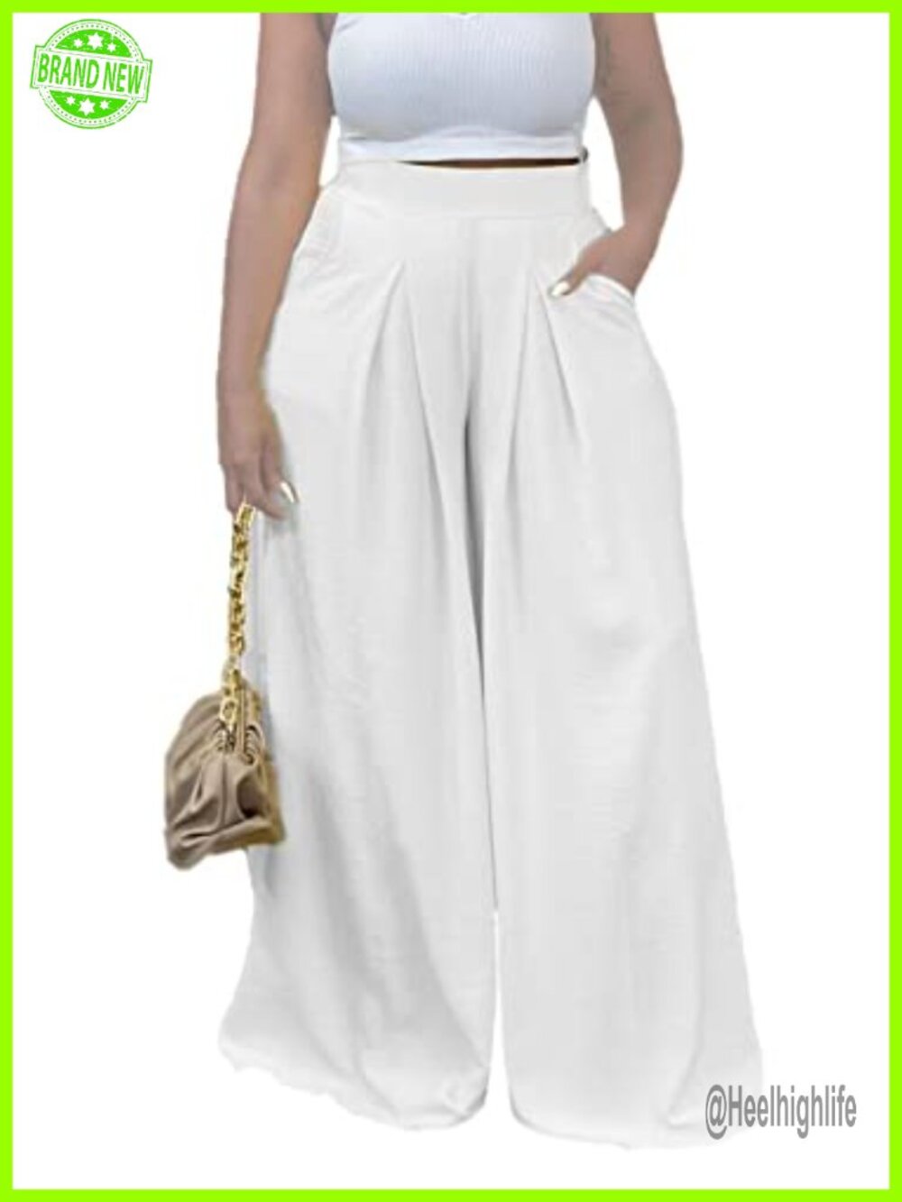 High Waisted Wide Leg Palazzo Pants with Pockets Loose Fit